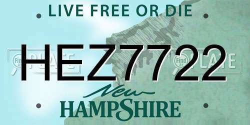 HEZ7722 New Hampshire License Plate