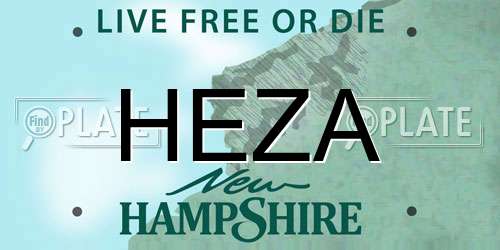 HEZA New Hampshire License Plate