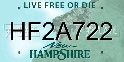 HF2A722 New Hampshire License Plate