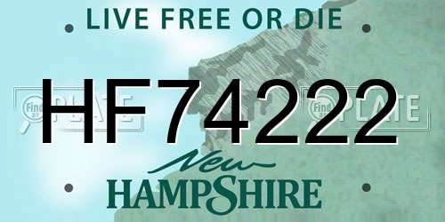 HF74222 New Hampshire License Plate