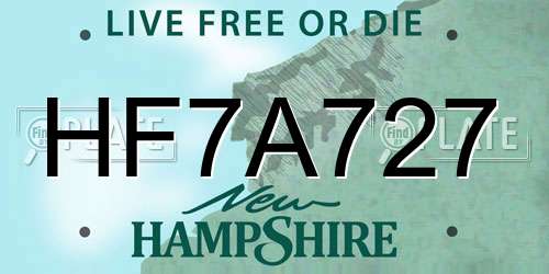 HF7A727 New Hampshire License Plate