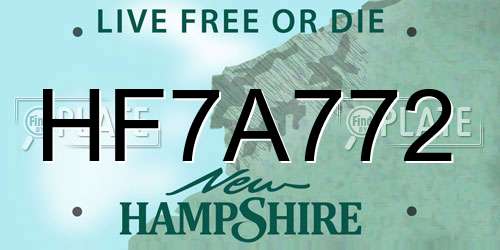 HF7A772 New Hampshire License Plate