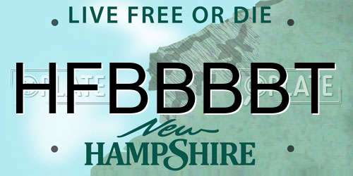 HFBBBBT New Hampshire License Plate
