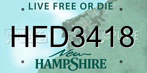HFD3418 New Hampshire License Plate