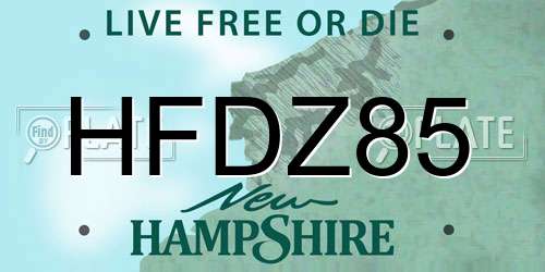 HFDZ85 New Hampshire License Plate