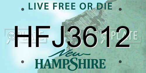 HFJ3612 New Hampshire License Plate
