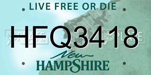 HFQ3418 New Hampshire License Plate