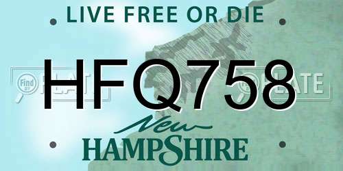 HFQ758 New Hampshire License Plate