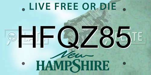 HFQZ85 New Hampshire License Plate