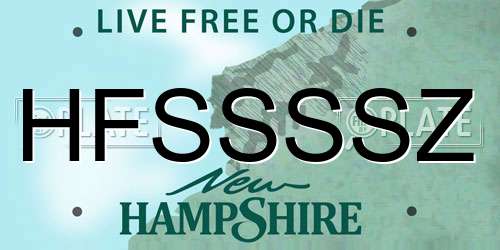 HFSSSSZ New Hampshire License Plate