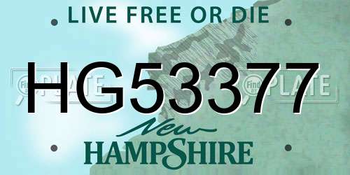 HG53377 New Hampshire License Plate