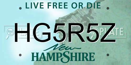 HG5R5Z New Hampshire License Plate