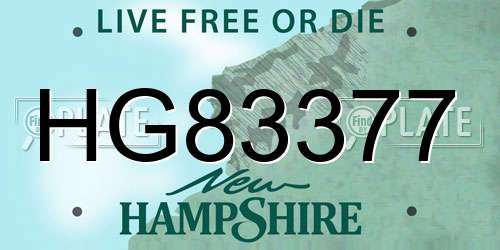 HG83377 New Hampshire License Plate