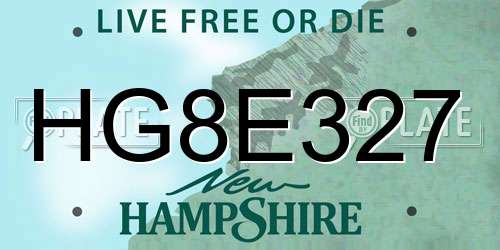HG8E327 New Hampshire License Plate