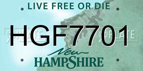 HGF7701 New Hampshire License Plate