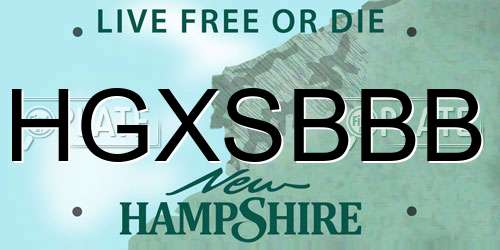 HGXSBBB New Hampshire License Plate