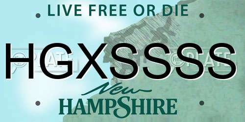 HGXSSSS New Hampshire License Plate