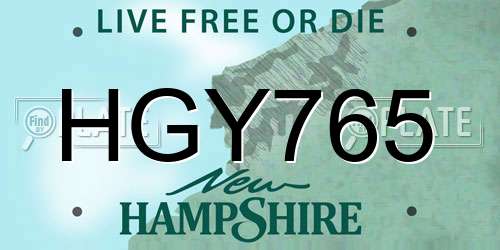 HGY765 New Hampshire License Plate