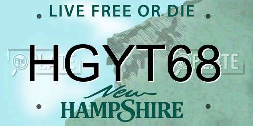 HGYT68 New Hampshire License Plate