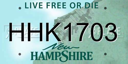 HHK1703 New Hampshire License Plate