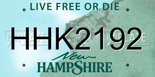 HHK2192 New Hampshire License Plate