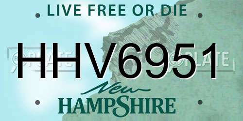 HHV6951 New Hampshire License Plate