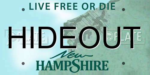 HIDEOUT New Hampshire License Plate