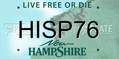 HISP76 New Hampshire License Plate