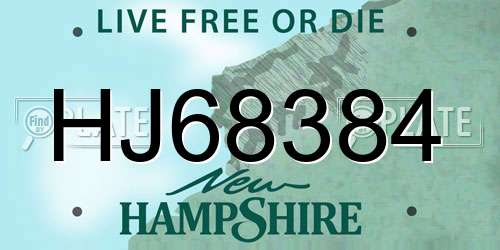 HJ68384 New Hampshire License Plate