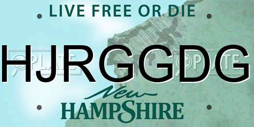 HJRGGDG New Hampshire License Plate