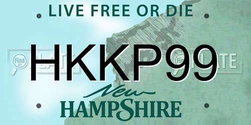 HKKP99 New Hampshire License Plate