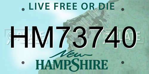 HM73740 New Hampshire License Plate