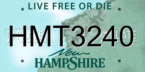 HMT3240 New Hampshire License Plate
