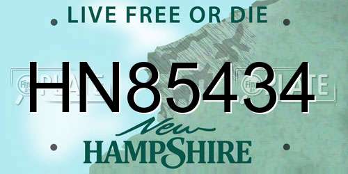 HN85434 New Hampshire License Plate