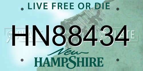 HN88434 New Hampshire License Plate