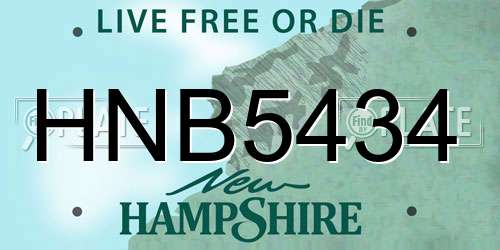 HNB5434 New Hampshire License Plate