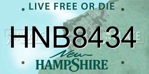 HNB8434 New Hampshire License Plate