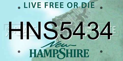 HNS5434 New Hampshire License Plate