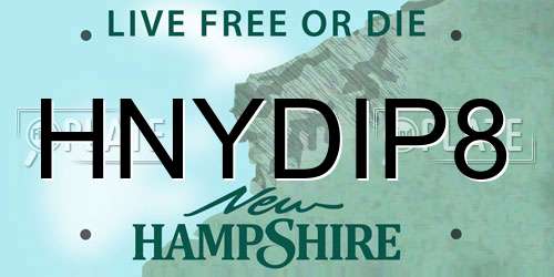 HNYDIP8 New Hampshire License Plate