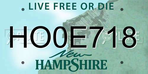 HO0E718 New Hampshire License Plate