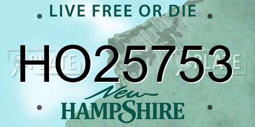 HO25753 New Hampshire License Plate