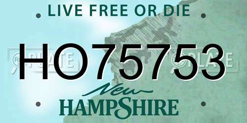 HO75753 New Hampshire License Plate