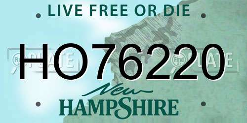 HO76220 New Hampshire License Plate