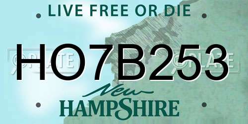 HO7B253 New Hampshire License Plate