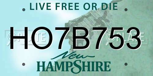 HO7B753 New Hampshire License Plate