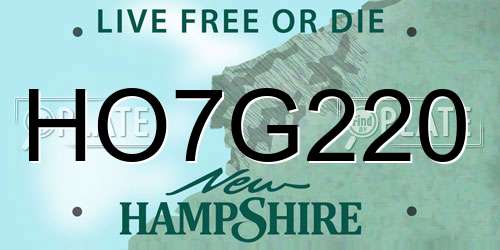 HO7G220 New Hampshire License Plate