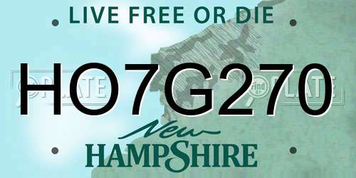 HO7G270 New Hampshire License Plate