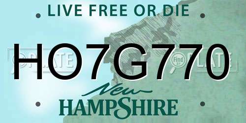 HO7G770 New Hampshire License Plate