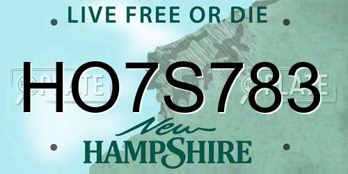 HO7S783 New Hampshire License Plate