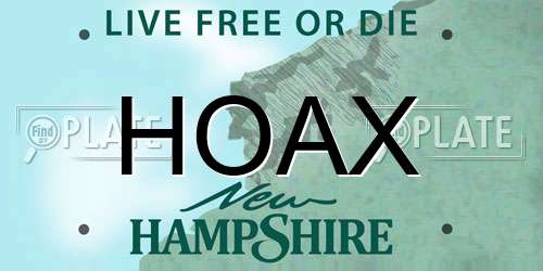 HOAX New Hampshire License Plate
